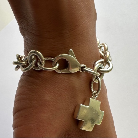 Tiffany & Co. 925 Silver 7.50in-19,5cm Cross Tag Charm Bracelet - Picture 7 of 16